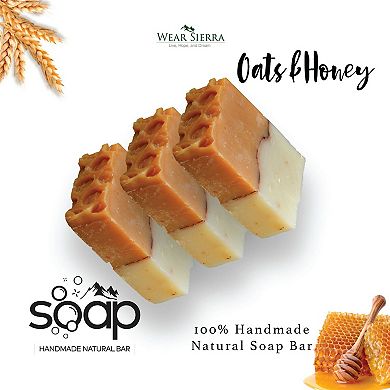 Natural Moisturizing Oats and Honey Bar Handmade 3 Pack Soap, Beauty Bar, Gift For Her
