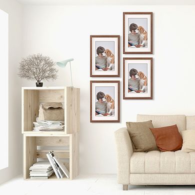 2Pcs Art Modern Picture Frames for Wall Hanging or Tabletop Display 10"x12"&8.5"x11" Walnut Color