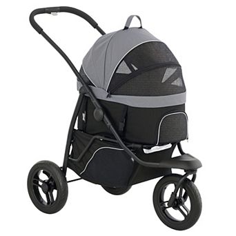 PawHut 3 in 1 Pet Stroller for Small Dogs and Cats with Detachable Carrier