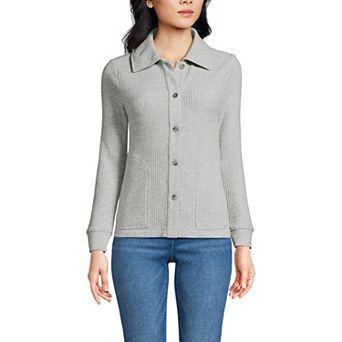 Petite Lands' End Long Sleeve Waffle Collared Shacket