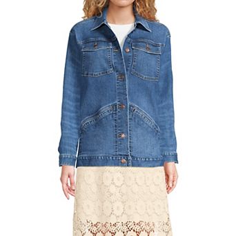 Women's Lands' End Oversized Denim Trucker Jacket