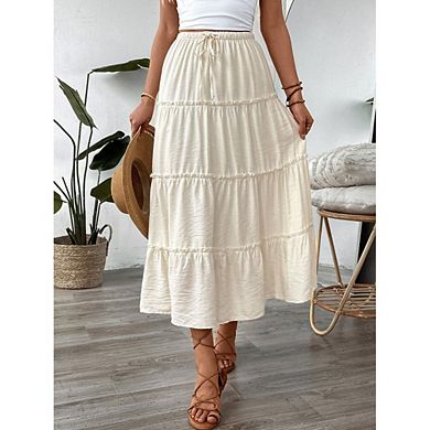 Women's Boho Casual Elegant Smock LayTiered Maxi Skirt High Waisted A Line Flowy Long Skirts