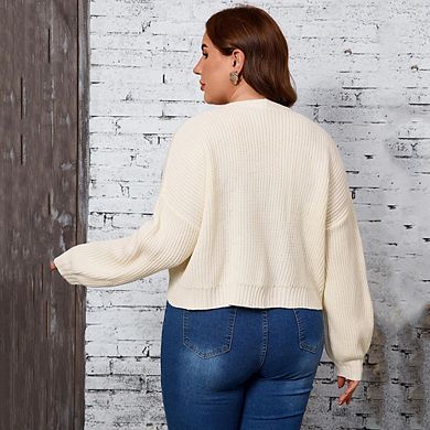 Plus Size Cardigan for Women Casual Button Down Cropped Sweater