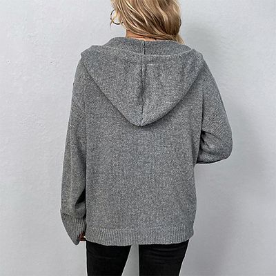 Women Hooded Cardigan Sweater Button Down Long Sleeve Outerwear