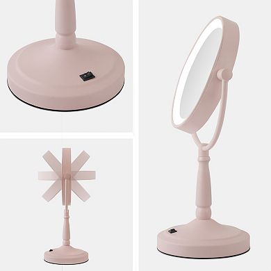 Cordless LED Lighted Countertop Mirror for Women with Magnifications 10X/1X