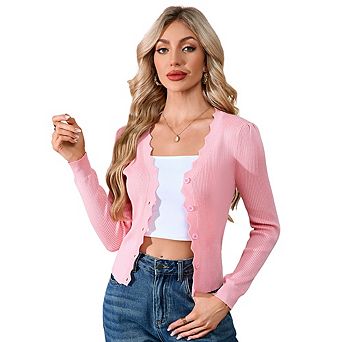 Women Slim Fitted Cardigan Sweaters Knit Button Down Top