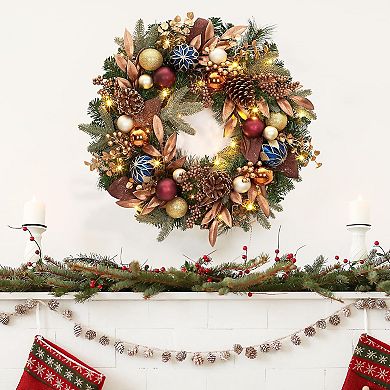 24" Pre-Lit Christmas Wreath