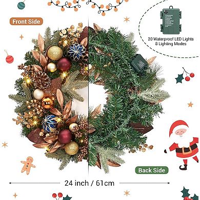 24" Pre-Lit Christmas Wreath