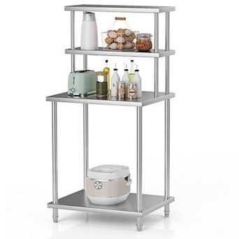 Stainless Steel Work Table with Overshelves & Undershelf, 30 x 24 Inch
