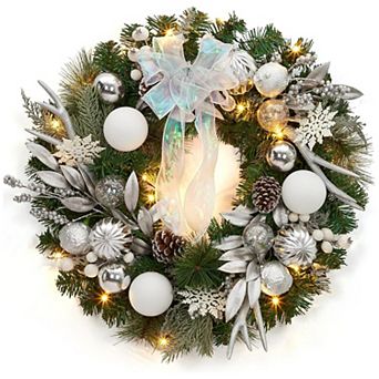 24" Pre-Lit Christmas Wreath