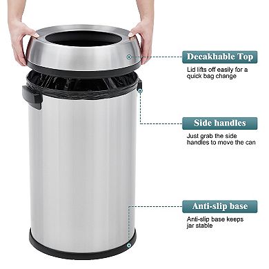 17-Gallon Commercial Open Kitchen Trash Can - Large Capacity