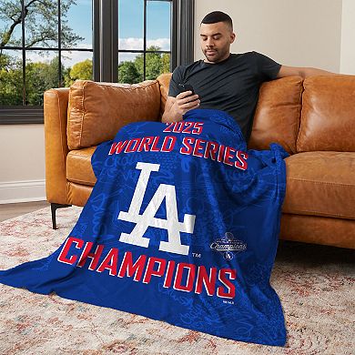 Los Angeles Dodgers 2025 World Series Champions Five Tool Silk Touch Throw Blanket