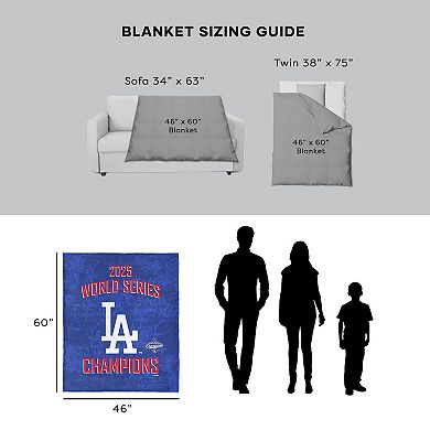 Los Angeles Dodgers 2025 World Series Champions Five Tool Silk Touch Throw Blanket