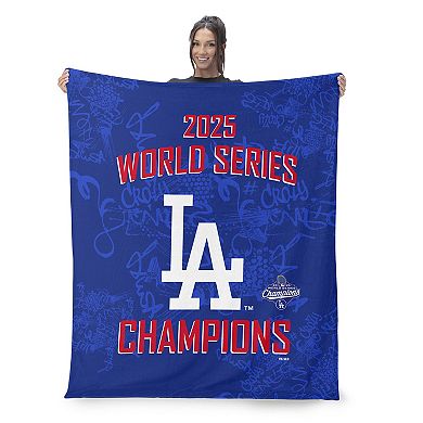 Los Angeles Dodgers 2025 World Series Champions Five Tool Silk Touch Throw Blanket
