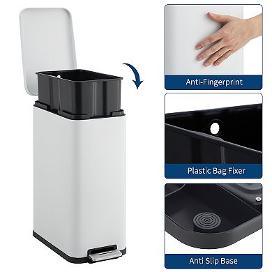 13 Gallon Tall Kitchen Garbage Can with Removable Inner Bucket, Slim