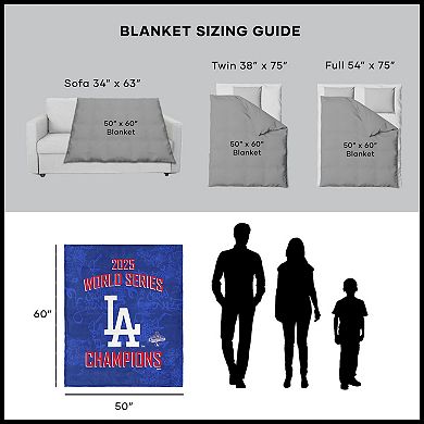 Los Angeles Dodgers 2025 World Series Champions Five Tool Silk Touch Sherpa Throw Blanket