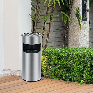 4.5 Gallons Commercial Indoor Outdoor Trash Can with Ashtray