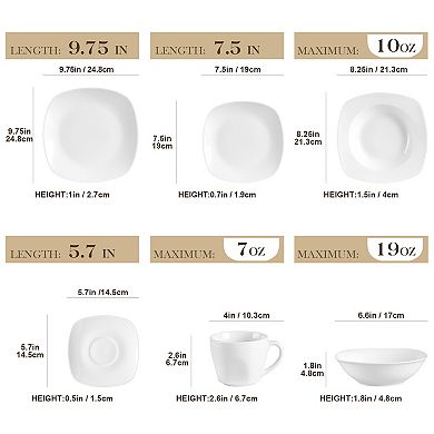 36-pcs Dining Set, incl. Dinner, Dessert, Soup Plate, Bowl, Cup and Saucer, for 6