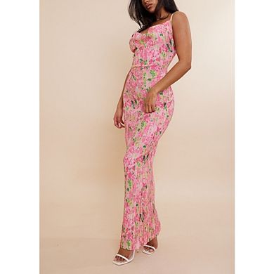 Women Cowl Neck Dress Strap Shoulder Pleated Maxi Dresses Summer Wedding Guest Dresses