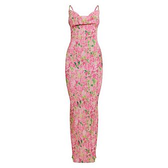 Women Cowl Neck Dress Strap Shoulder Pleated Maxi Dresses Summer Wedding Guest Dresses