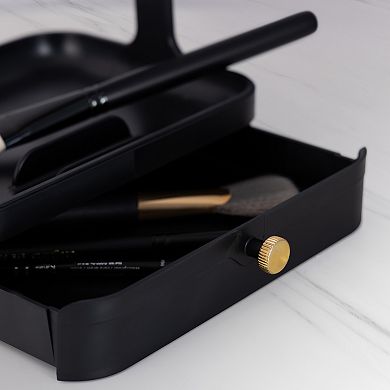 LED Lighted Mirror with 5X/1X Magnifications, Accessory Tray and Storage Drawer