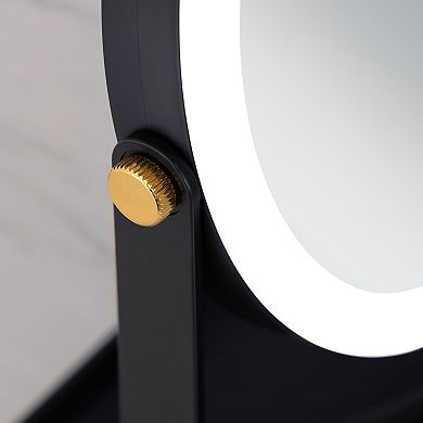 LED Lighted Mirror with 5X/1X Magnifications, Accessory Tray and Storage Drawer