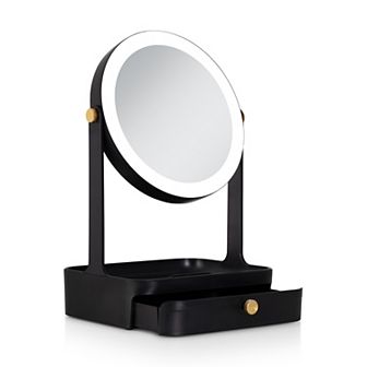 LED Lighted Mirror with 5X/1X Magnifications, Accessory Tray and Storage Drawer