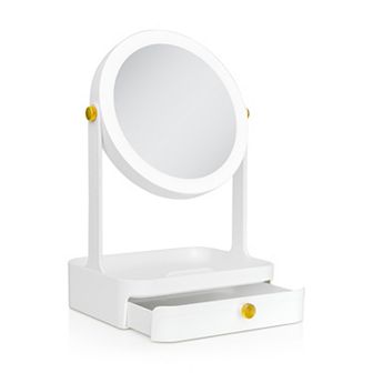 LED Lighted Mirror with 5X/1X Magnifications, Accessory Tray and Storage Drawer