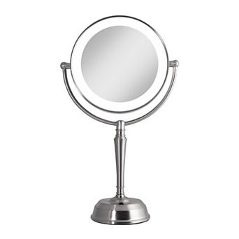 10X/1X Magnified Tabletop Mirror with Light LED Ring Halo and USB Charging Port