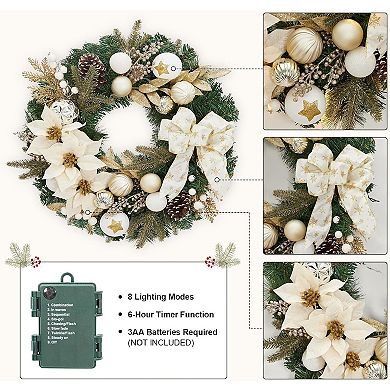 24" Pre-Lit Christmas Wreath