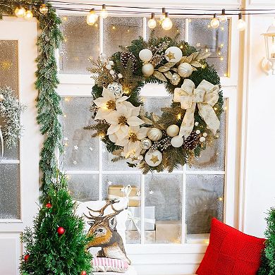 24" Pre-Lit Christmas Wreath