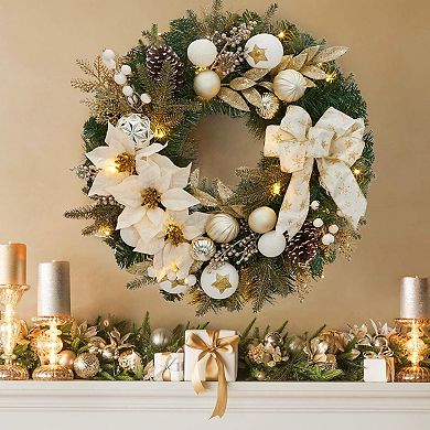 24" Pre-Lit Christmas Wreath