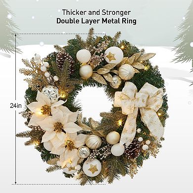 24" Pre-Lit Christmas Wreath