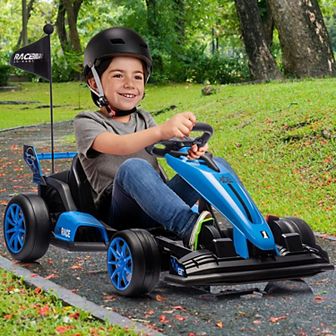 Ride On Go Kart for Kids, 24V 7Ah Battery Two 200W Motors, 8MPH Fast Drifting Circling Car