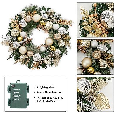 24" Pre-Lit Christmas Wreath