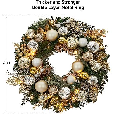 24" Pre-Lit Christmas Wreath