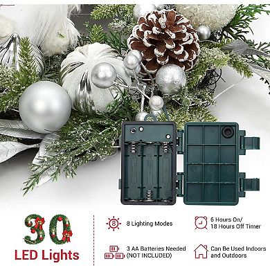 22" Large Lighted Christmas Gnome Wreath