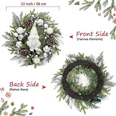 22" Large Lighted Christmas Gnome Wreath