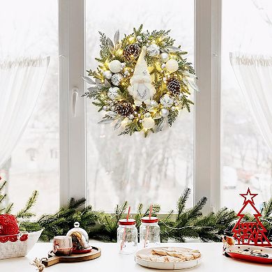 22" Large Lighted Christmas Gnome Wreath
