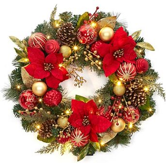 24" Pre-Lit Christmas Wreath