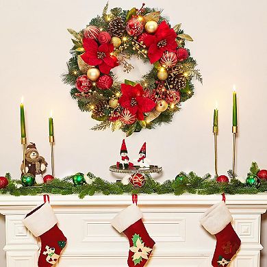 24" Pre-Lit Christmas Wreath