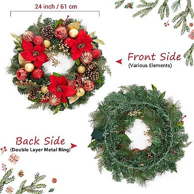 24" Pre-Lit Christmas Wreath