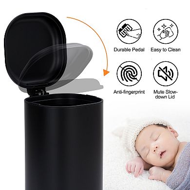 8 Gallon Bathroom Step Trash Can without Inner Liner, Square