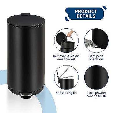 30L/8 Gallon Round Trash Can, with Removable Inner Bucket for Bathroom