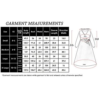 Women's Long Sleeve V-Neck Maxi Dress with Pleated Skirt and Waist Tie