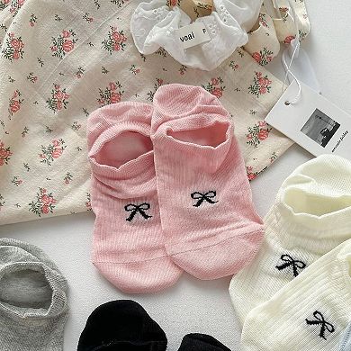 Women's No-Show Liner Socks with Bow Accent 5Pk