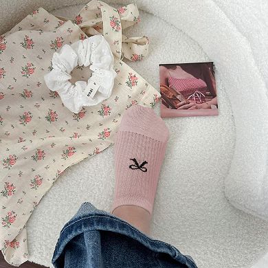 Women's No-Show Liner Socks with Bow Accent 5Pk