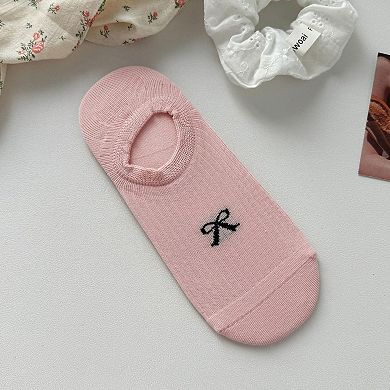 Women's No-Show Liner Socks with Bow Accent 5Pk