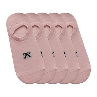 Women's No-Show Liner Socks with Bow Accent 5 pk