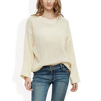 Women's Loose Knit Long Sleeve Pullover Sweater with Relaxed Fit